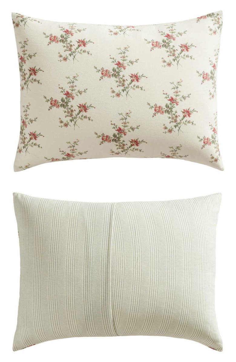 Laura Ashley Jessika Flannel Comforter & Sham Set, Alternate, color, Light/ Red