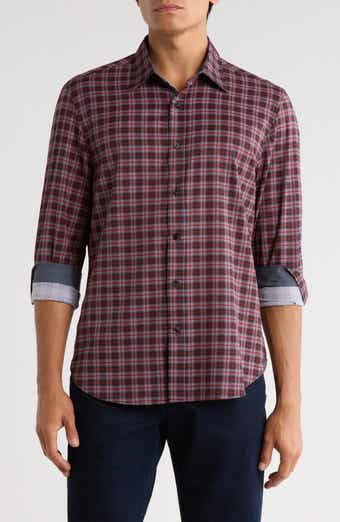 CONSTRUCT Plaid Print Slim Fit Stretch Button-Up Shirt
