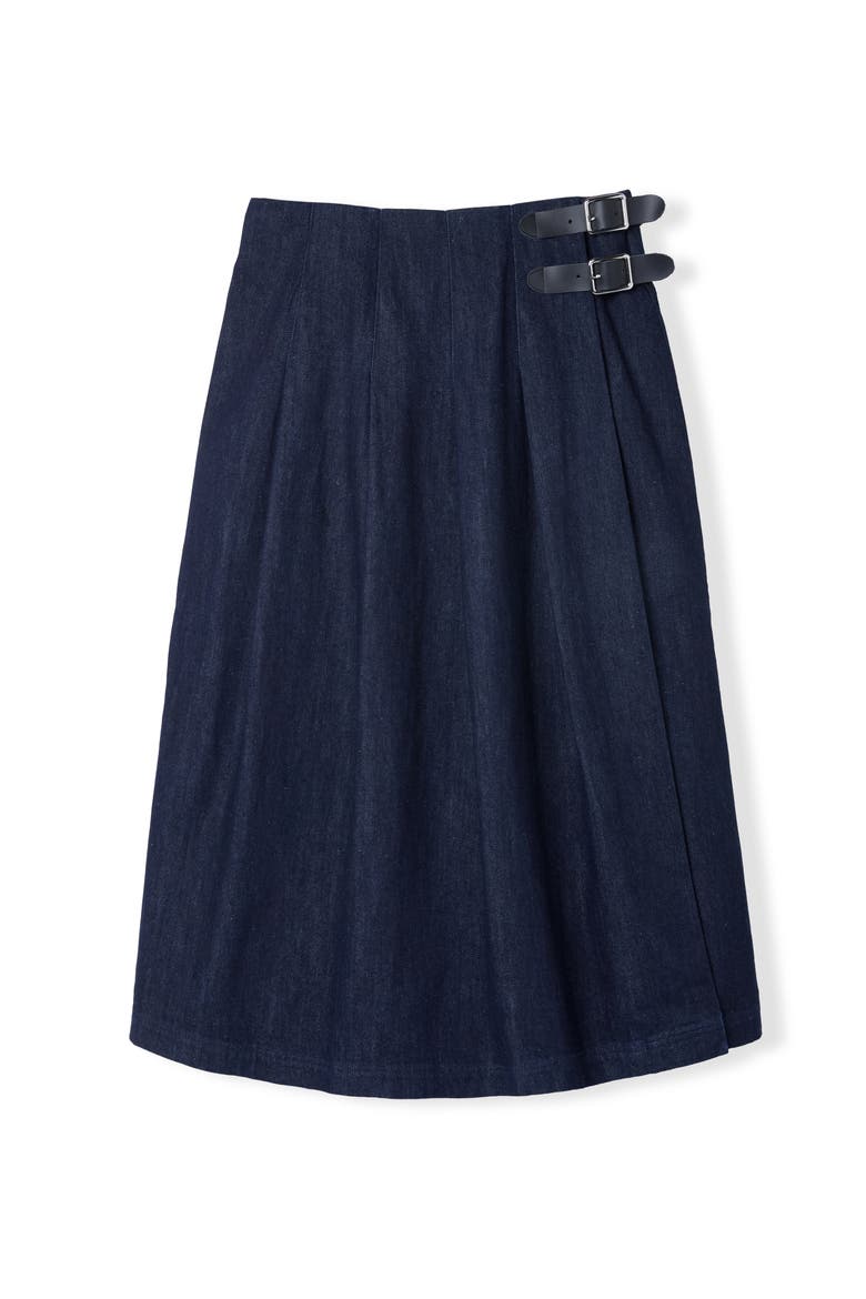 Dark Wash Midi Denim Skirt, Alternate, color, Dark Wash
