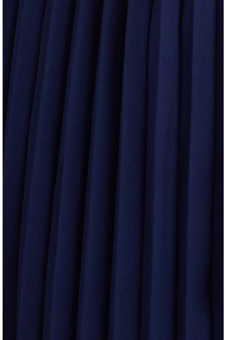 Pleated Long Sleeve Chiffon Midi Dress, Alternate, color, NAVY
