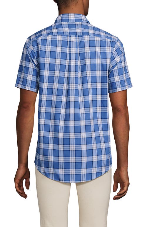 Lands' End Short Sleeve No Iron Twill Shirt In Blue