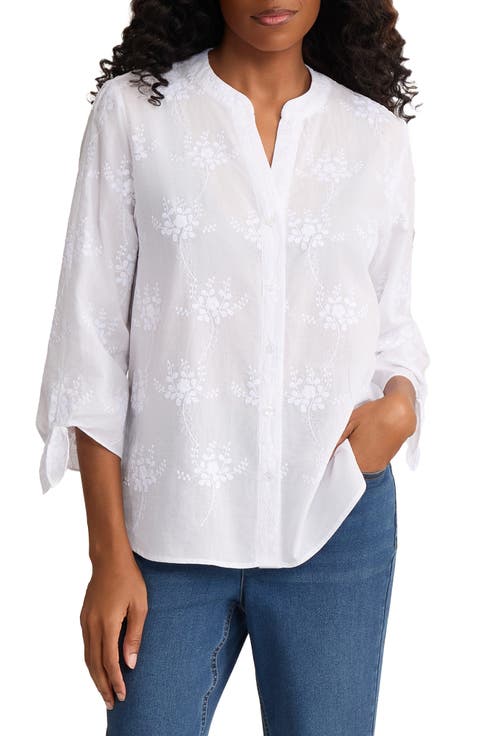 Floral Embroidered Button-Up Shirt