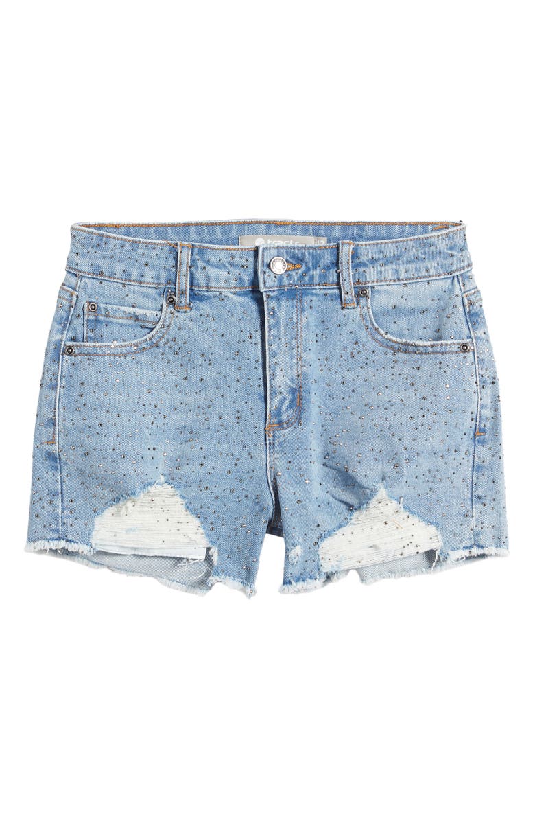 Tractr Kids' Glitz & Glam Distressed Jeans Shorts, Main, color,