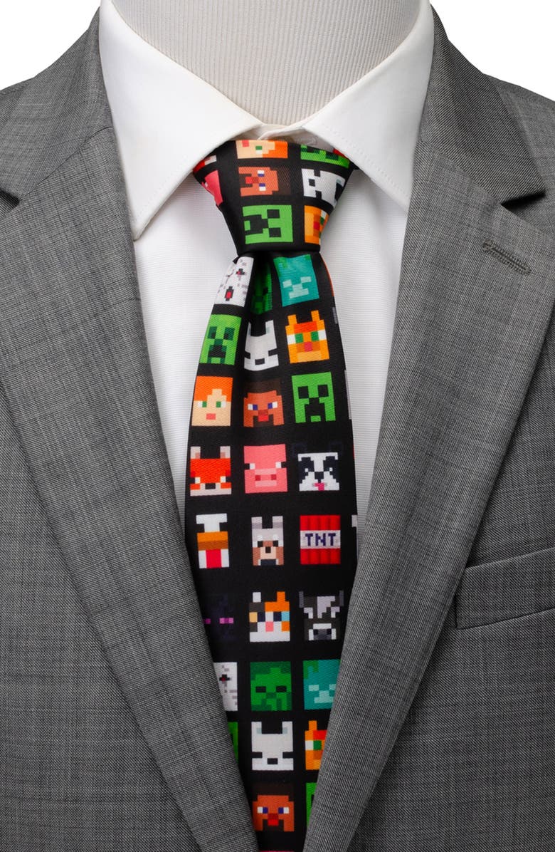 Cufflinks, Inc. Minecraft Characters Tie, Alternate, color, Black