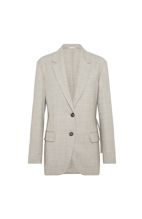Fluid twill blazer with monili