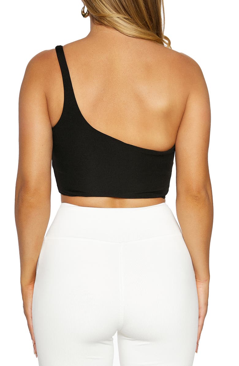 Naked Wardrobe Rib One-Shoulder Crop Top, Alternate, color, 