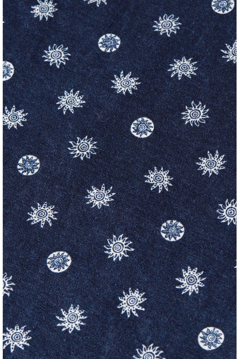 Star Flower Print Short Sleeve Linen Button-Up Shirt, Alternate, color, FOULARD DRESS BLUES