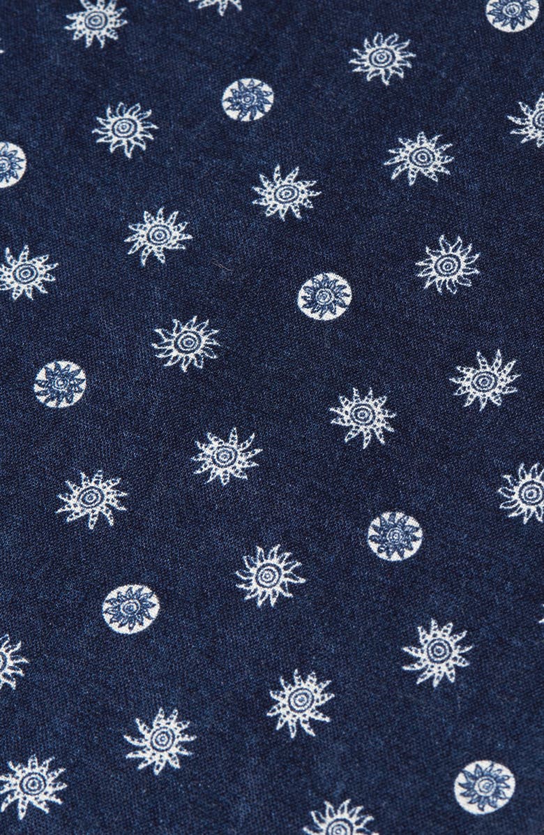 Scotch & Soda Star Flower Print Short Sleeve Linen Button-Up Shirt, Alternate, color, Foulard Dress Blues