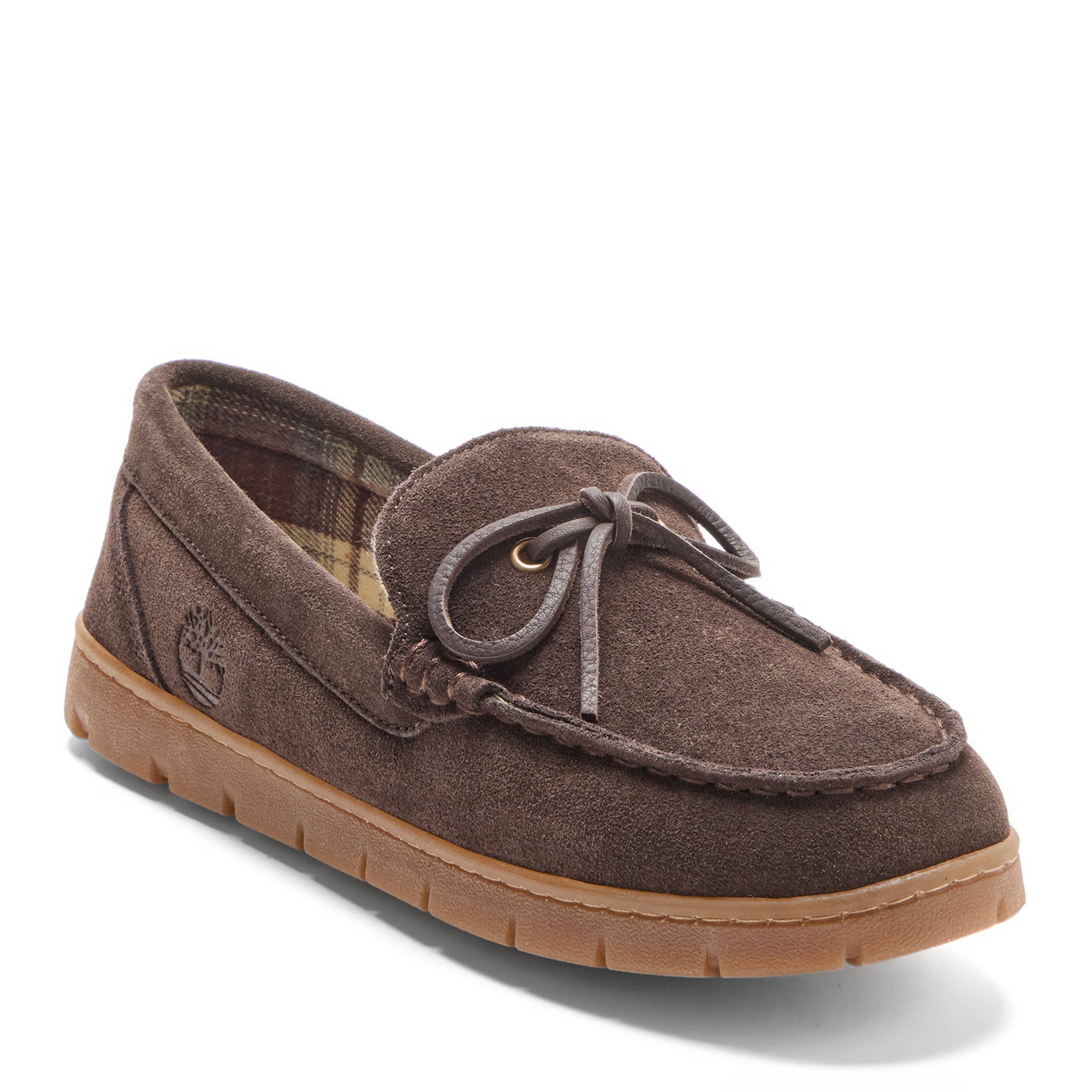 Genuine Suede Core 1-Eye Moc Slippers, Main, color, Dark Chocolate