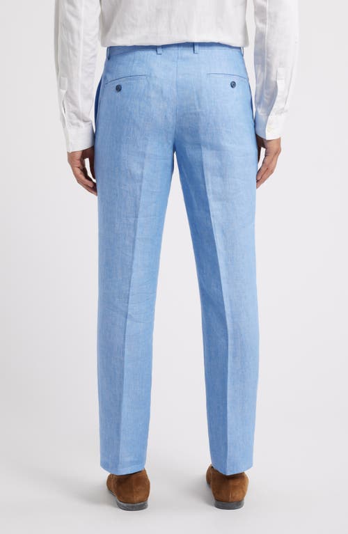 Nordstrom Trim Fit Flat Front Linen Dress Pants In Blue Hydrangea