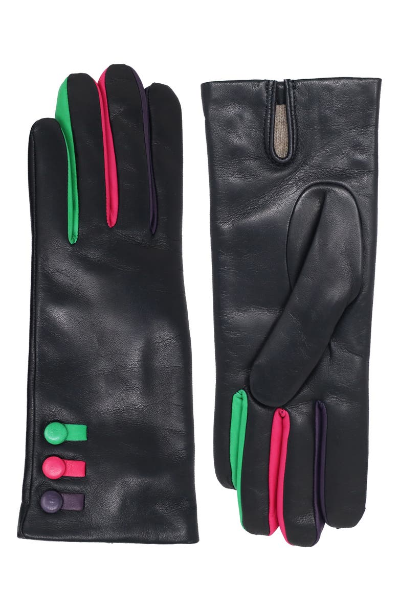 Nicoletta Rosi Cashmere Lined Leather Gloves, Main, color, 