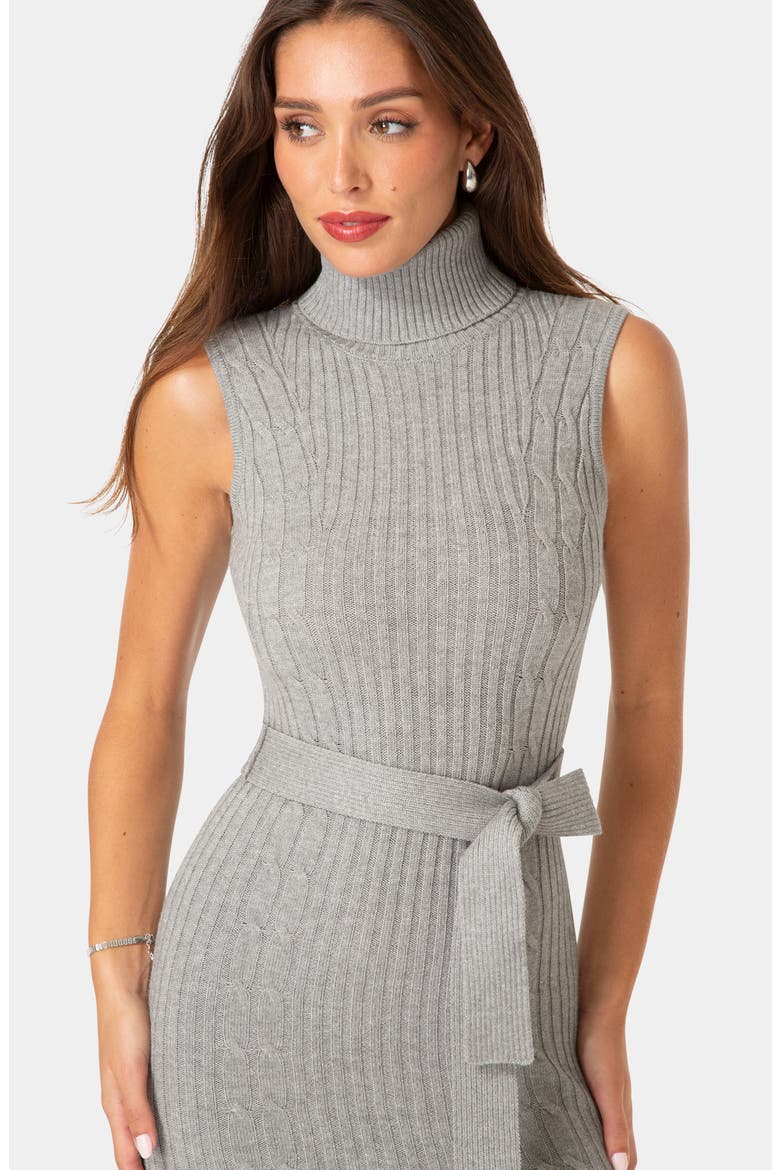Belted Midi Sweater Dress, Alternate, color, HEATHER GREY