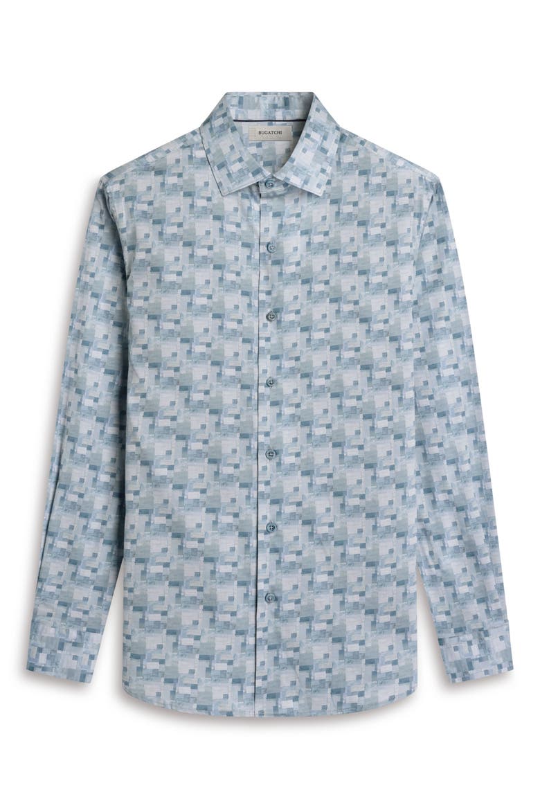 Axel Trim Fit Abstract Mosaic Print Stretch Cotton Button-Up Shirt, Alternate, color, ETHER