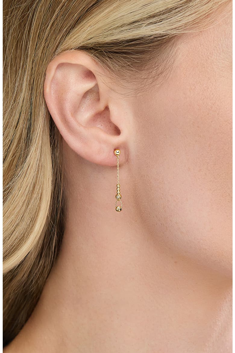 14K Yellow Gold Beaded Linear Drop Earrings, Alternate, color, GOLD