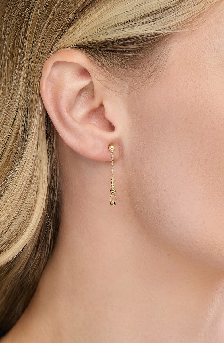 Bony Levy 14K Yellow Gold Beaded Linear Drop Earrings, Alternate, color, Gold