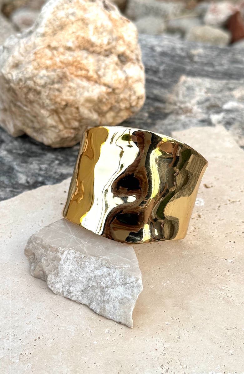 Adornia Hammered Bangle Bracelet, Alternate, color, Gold