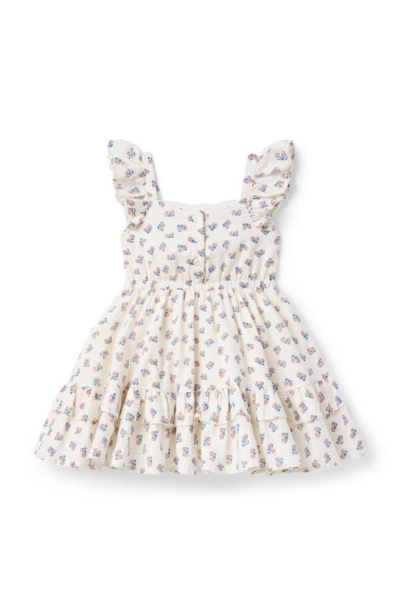 Janie and Jack Ditsy Floral Ruffle Dress, Alternate, color, Ivory