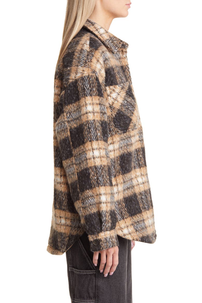 Plaid Woven Shacket, Alternate, color, BROWN COMBO