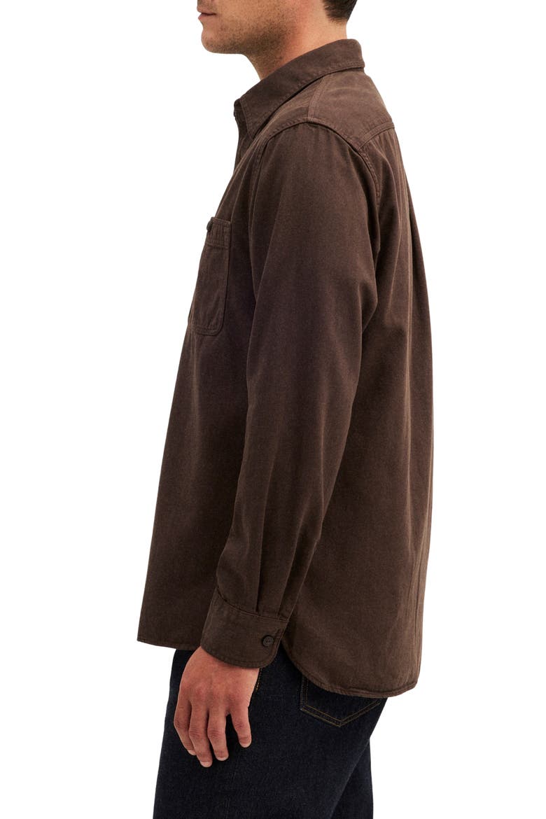 Cotton Button-Up Work Shirt, Alternate, color, DARK COCOA