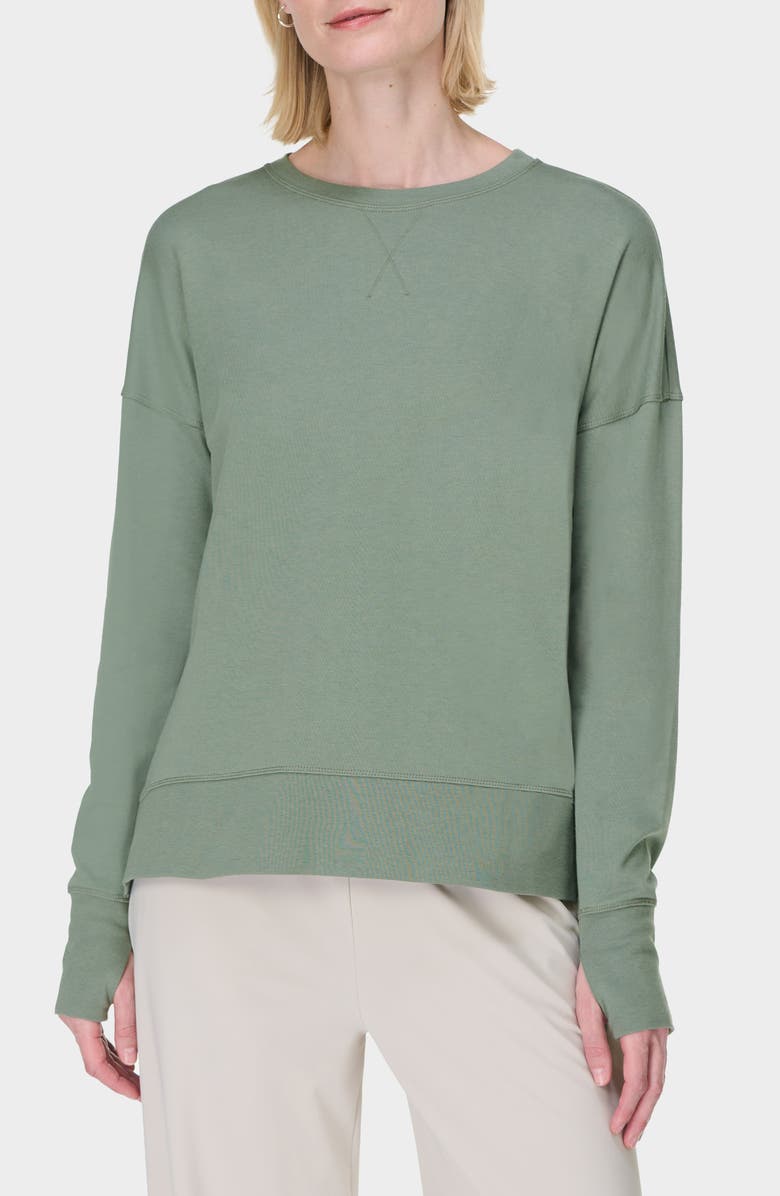 Sweaty Betty After Class Sweatshirt, Main, color, Willow Gre