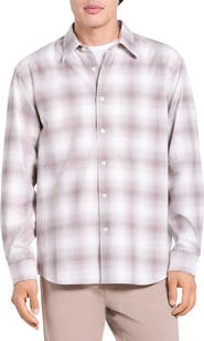 Theory Irving Plaid Long Sleeve Cotton Shirt