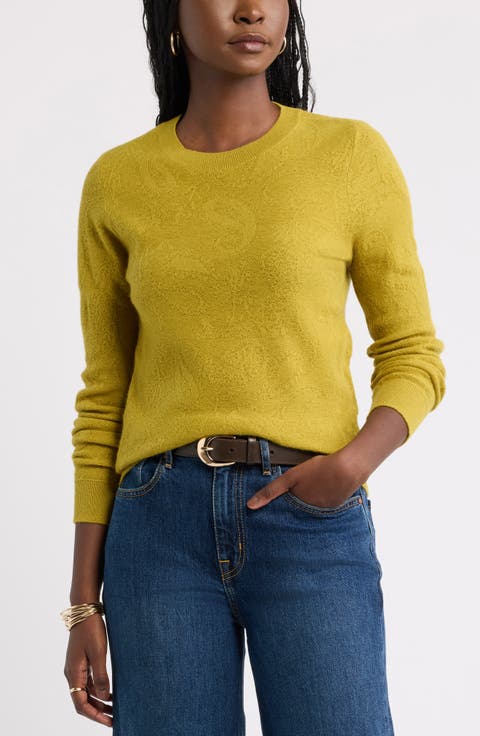 Jacquard Cashmere Blend Crewneck Sweater