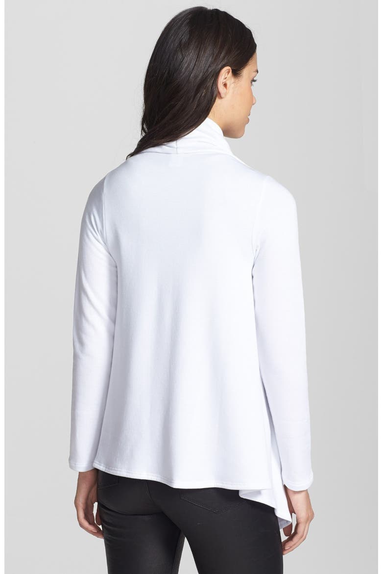 One-Button Fleece Wrap Cardigan, Alternate, color, WHITE