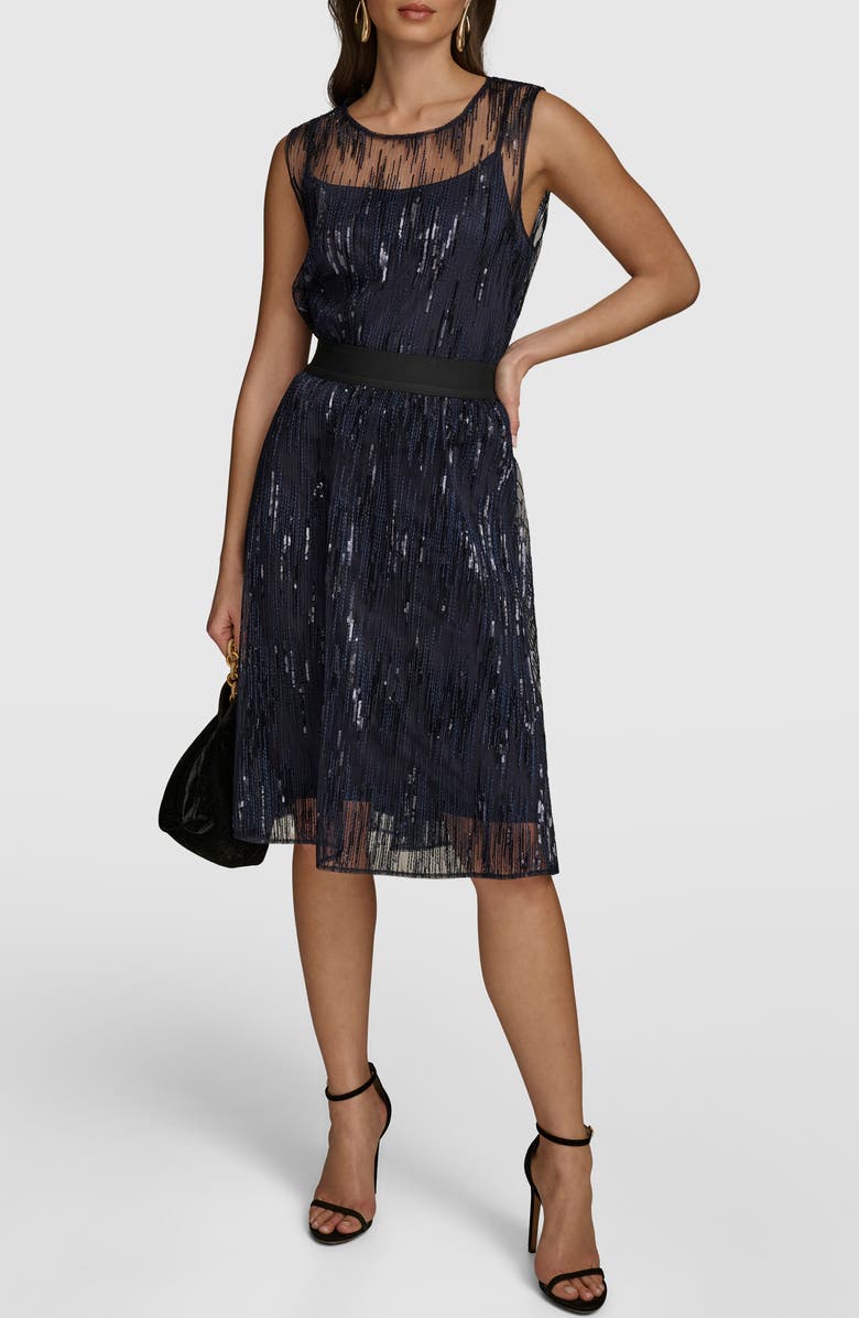 Donna Karan New York Sequin A-Line Skirt, Alternate, color,