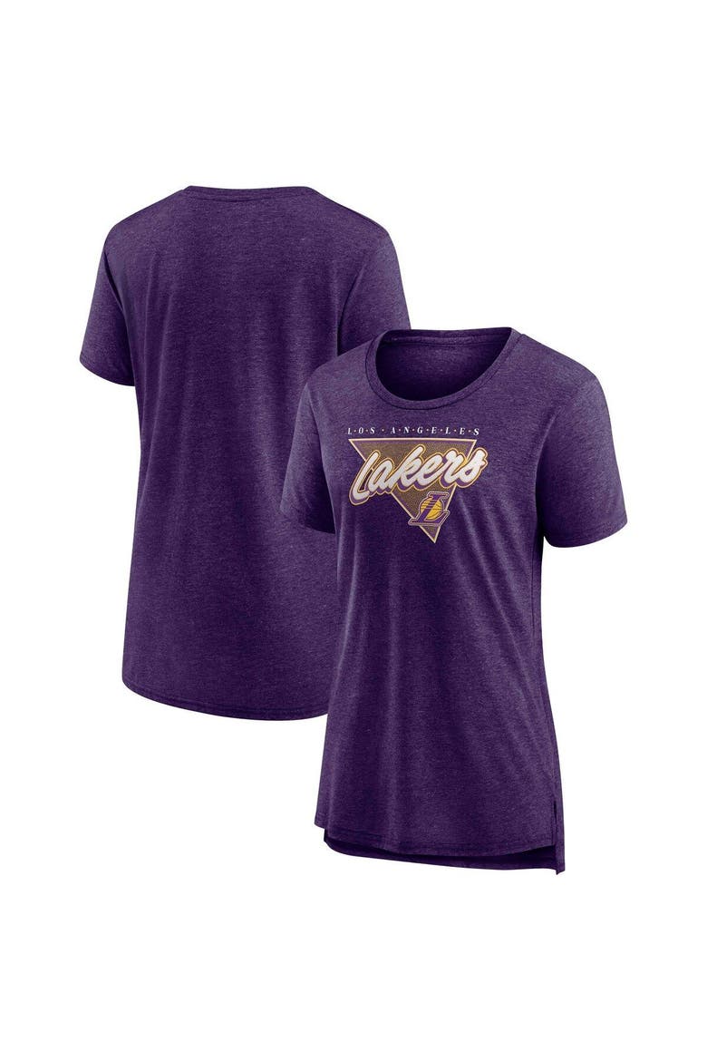 Women's Fanatics Branded Heathered Purple Los Angeles Lakers True Classics Tri-Blend T-Shirt, Main, color, Heather Purple