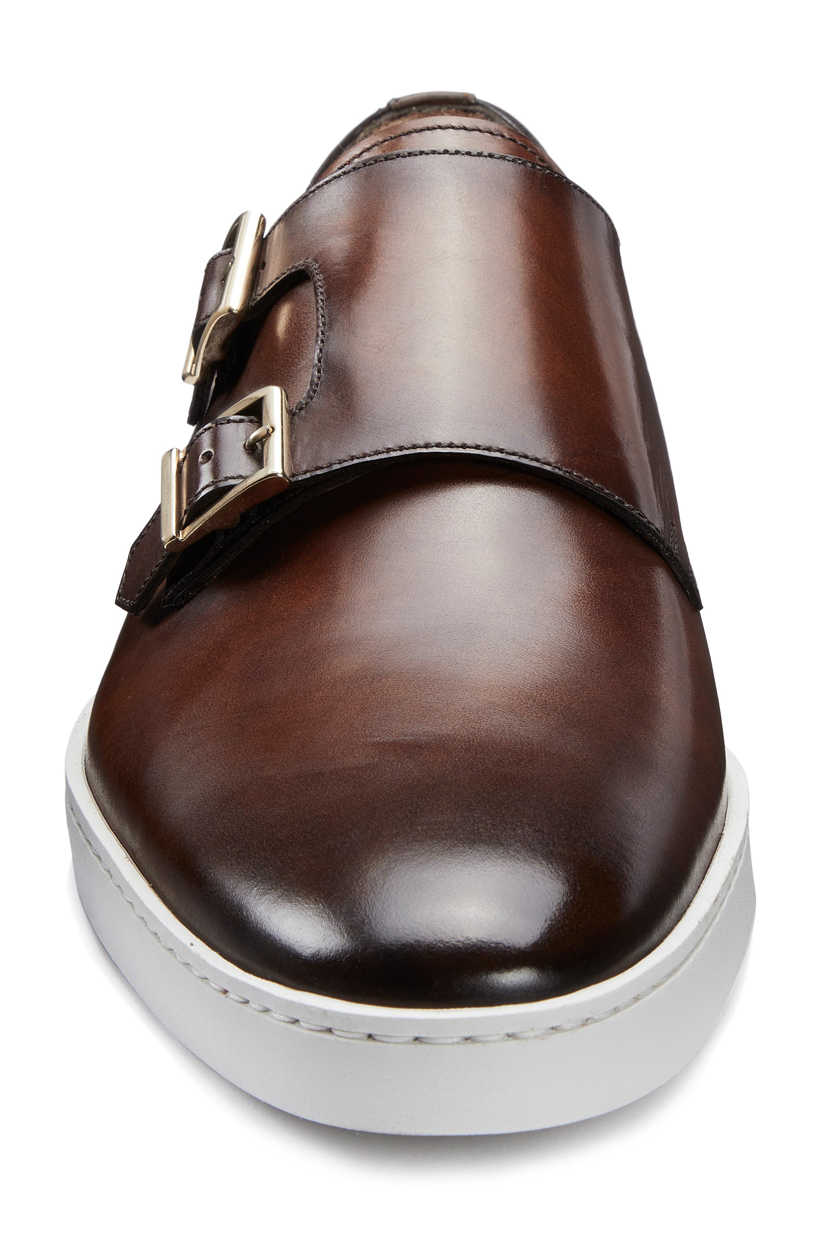 Freemont Double Monk Strap Shoe, Alternate, color, BROWN