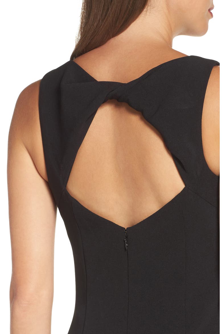Twist Back Scuba Crepe Mermaid Gown, Alternate, color, BLACK