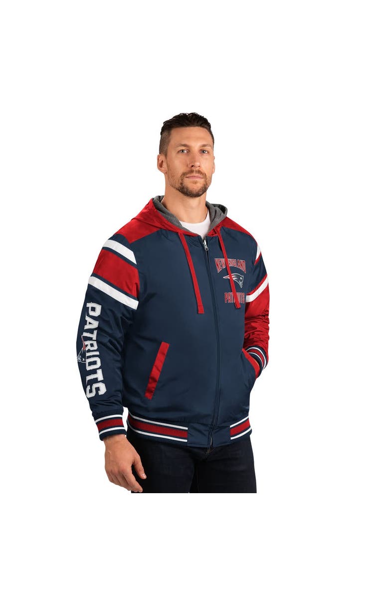 G-III SPORTS BY CARL BANKS Men's G-III Sports by Carl Banks Navy/Gray New England Patriots Extreme Full Back Reversible Hoodie Full-Zip Jacket, Alternate, color, Navy