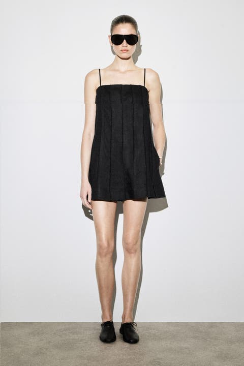 Sculpted Pleated Linen Playsuit