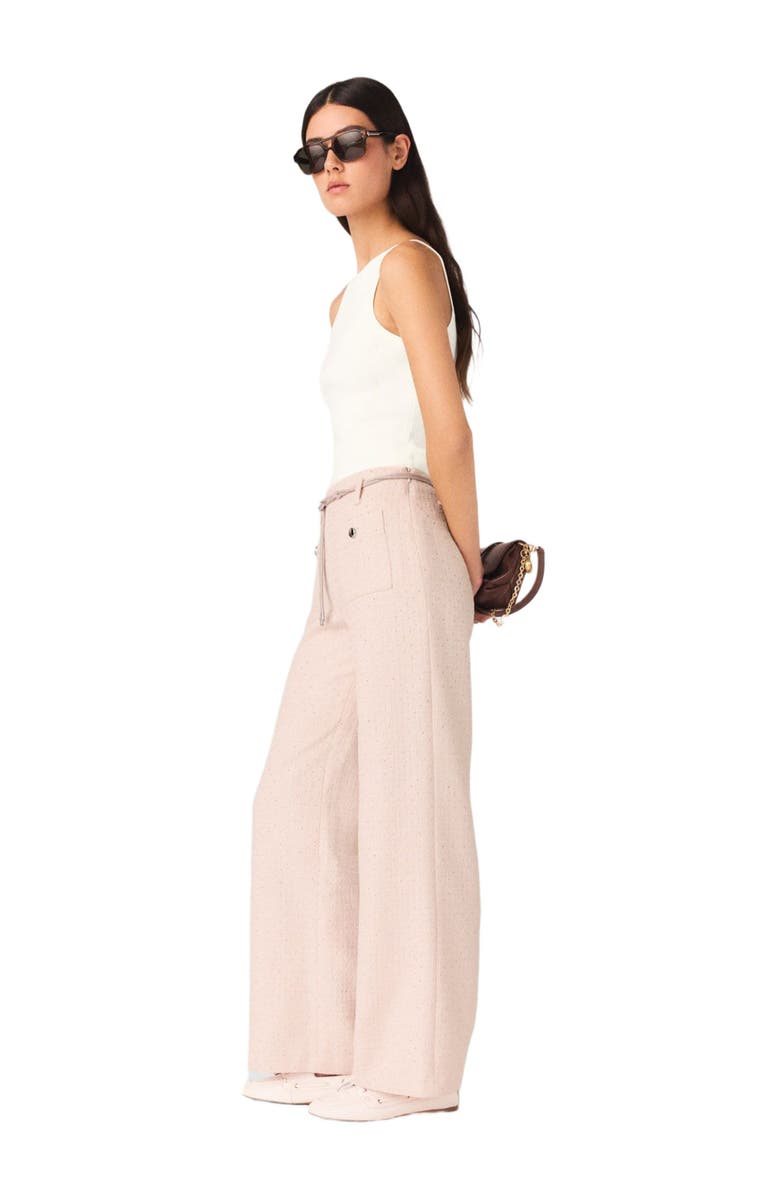 maje Tweed trousers, Alternate, color, Pink
