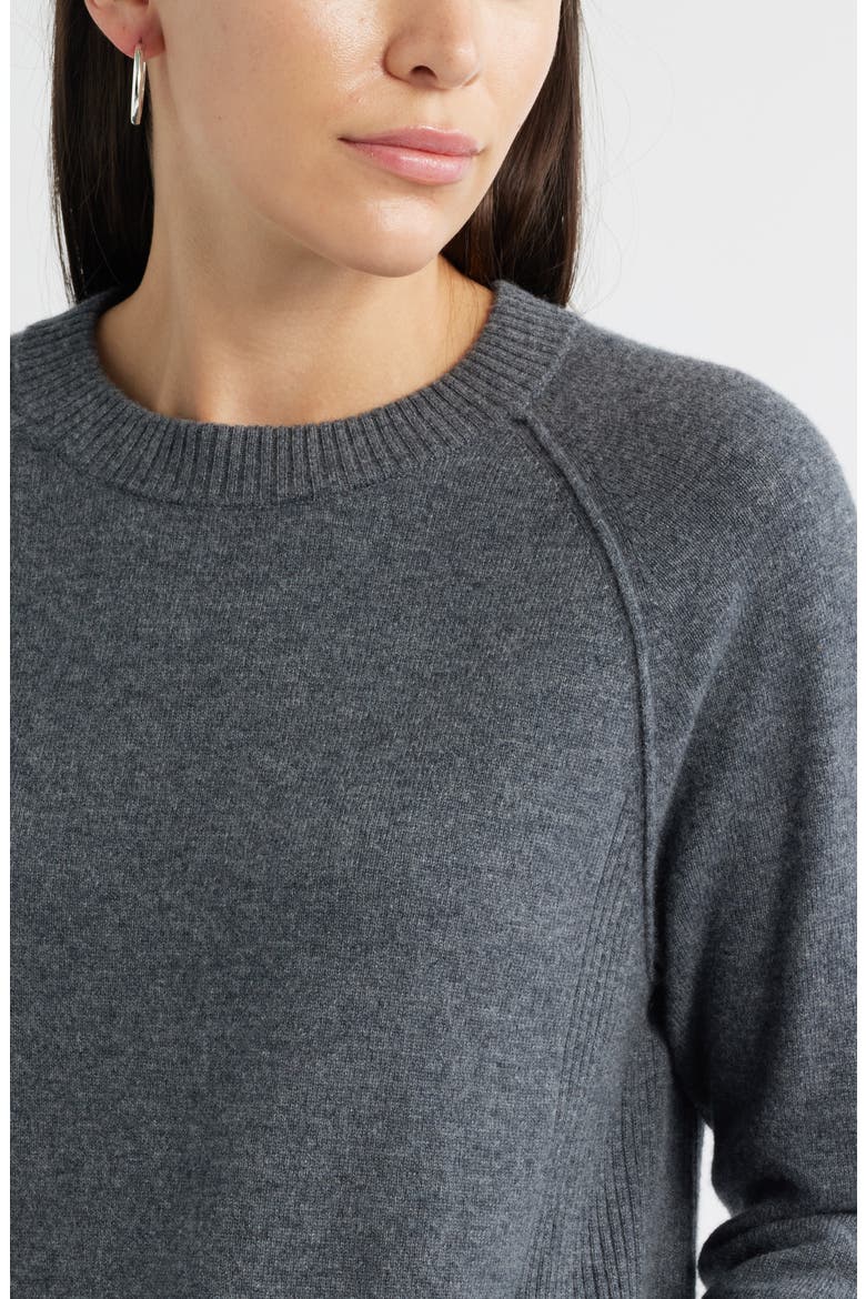 Raglan Sleeve Wool & Cashmere Sweater, Alternate, color, GREY DARK HEATHER