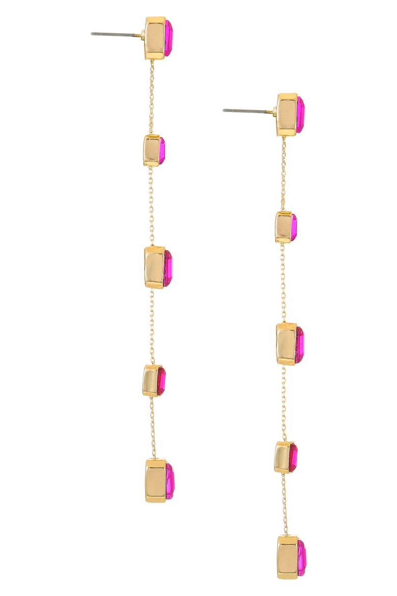 Baguette Crystal Linear Drop Earrings, Alternate, color, FUCHSIA