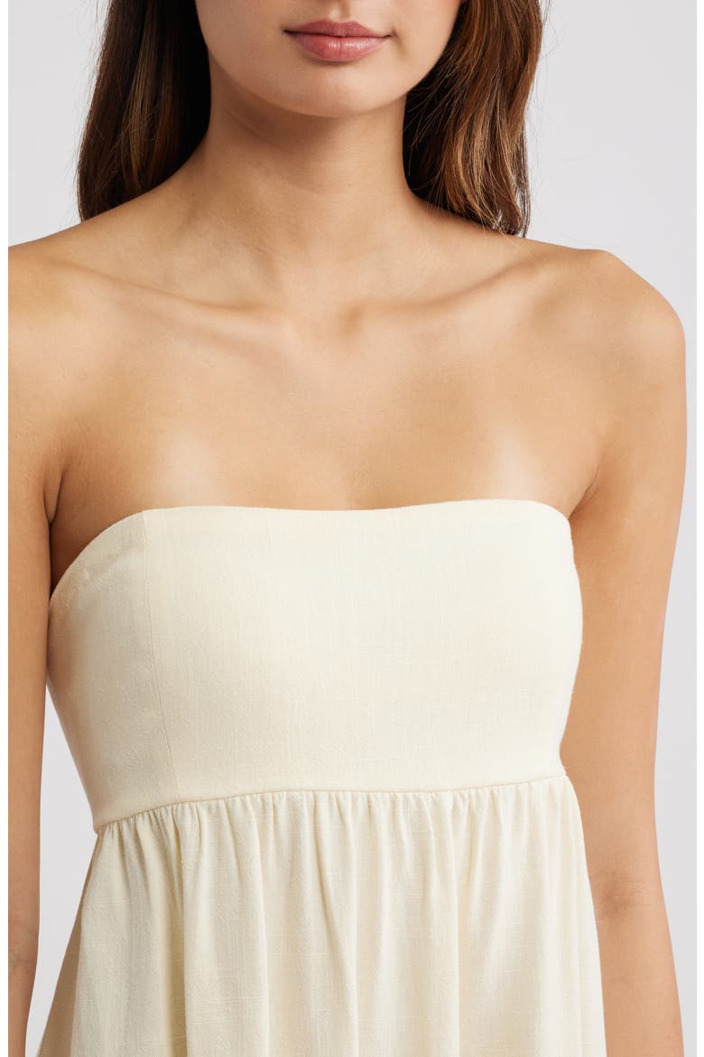 Tie Back Strapless Babydoll Dress, Alternate, color, VANILLA