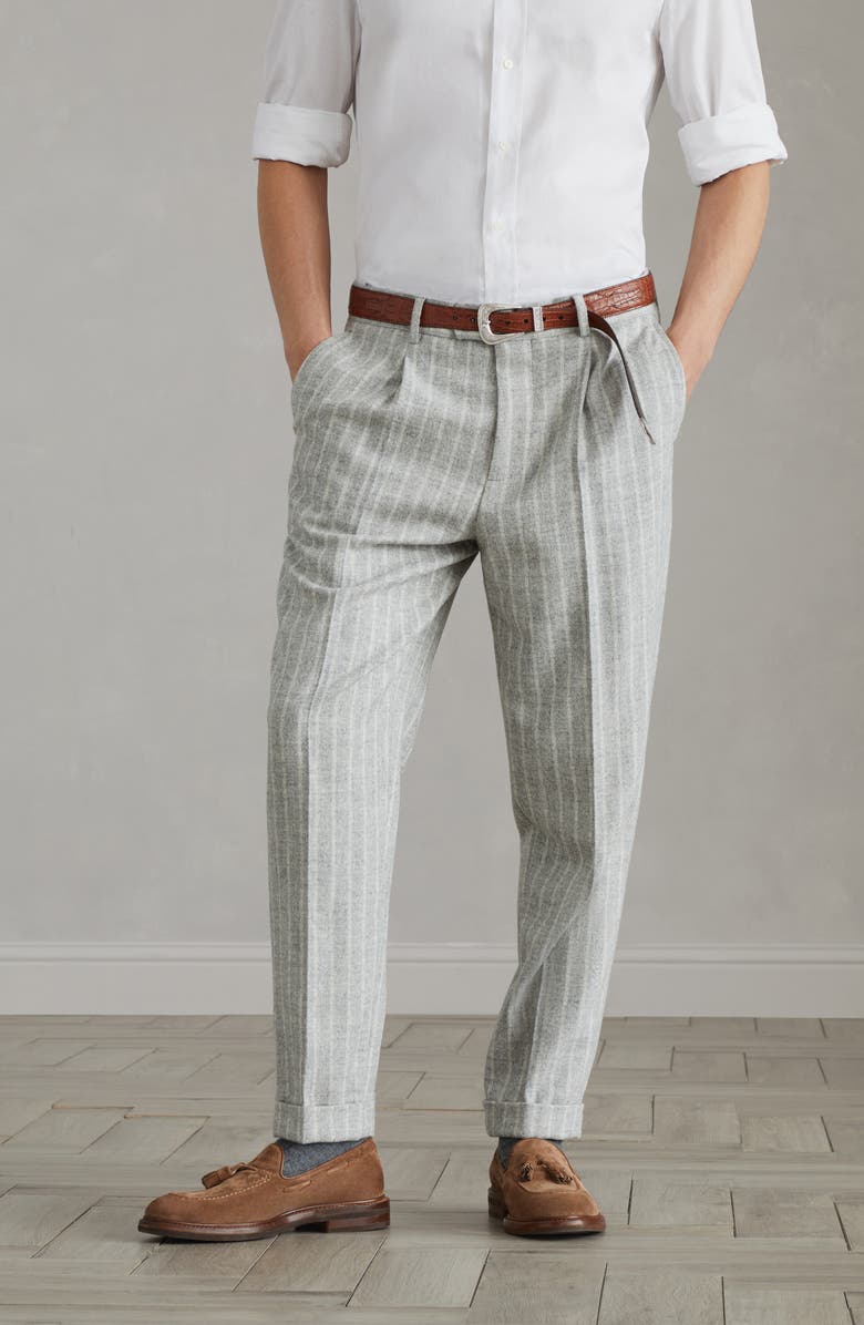 Brunello Cucinelli Chalk stripe trousers, Alternate, color, 