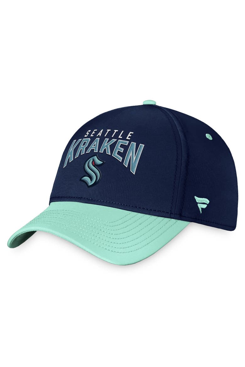 Men's Fanatics Branded Deep Sea Blue/Light Blue Seattle Kraken Fundamental 2-Tone Flex Hat, Alternate, color, Navy