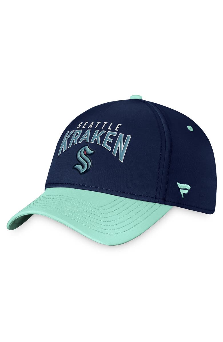 FANATICS Men's Fanatics Branded Deep Sea Blue/Light Blue Seattle Kraken Fundamental 2-Tone Flex Hat, Alternate, color,