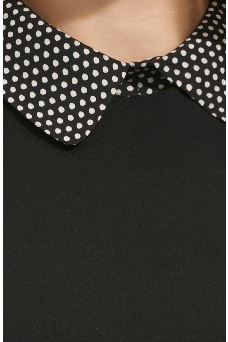Polka Dot Long Sleeve Twofer Shift Dress, Alternate, color, BLACK/EGRET