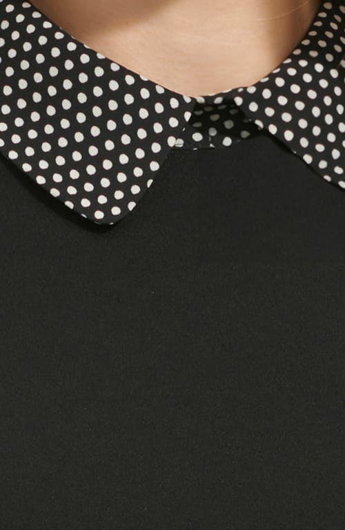 Tommy Hilfiger Polka Dot Long Sleeve Twofer Shift Dress In Black