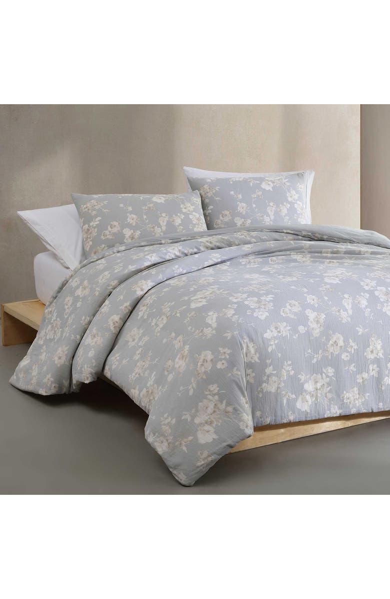 Calvin Klein Home Eternity Floral Reversible Cotton Gauze Duvet Cover & Shams Set, Main, color, Open Lt-Pastel Grey