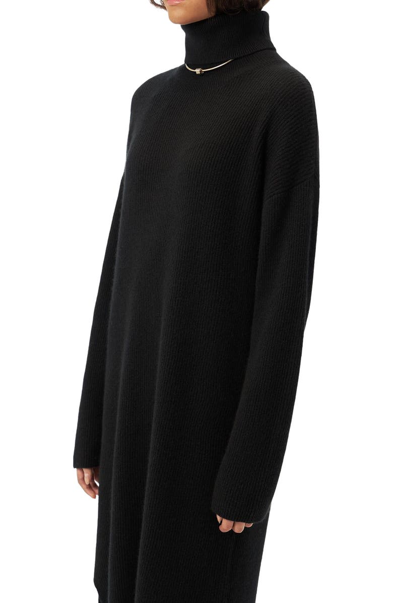 GOBI Mongolian Cashmere Cashmere Turtleneck Dress, Alternate, color, Black