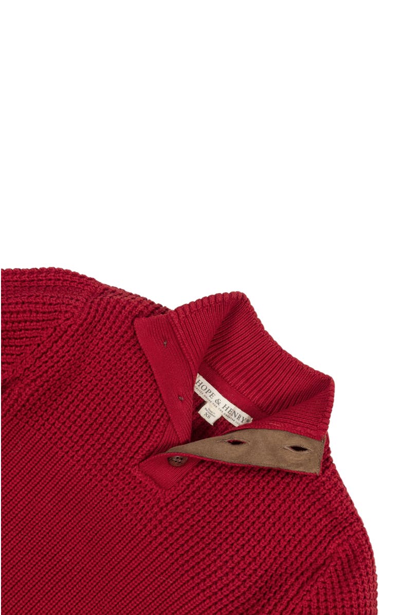 Hope & Henry Baby Boys' Organic Mix Stitch Mock Neck Sweater with Elbow Patches, Infant, Alternate, color, Red Mix Stitch
