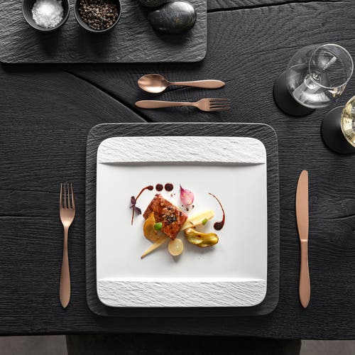 Villeroy & Boch Manufacture Rock Blanc Square Dinner Plate In White