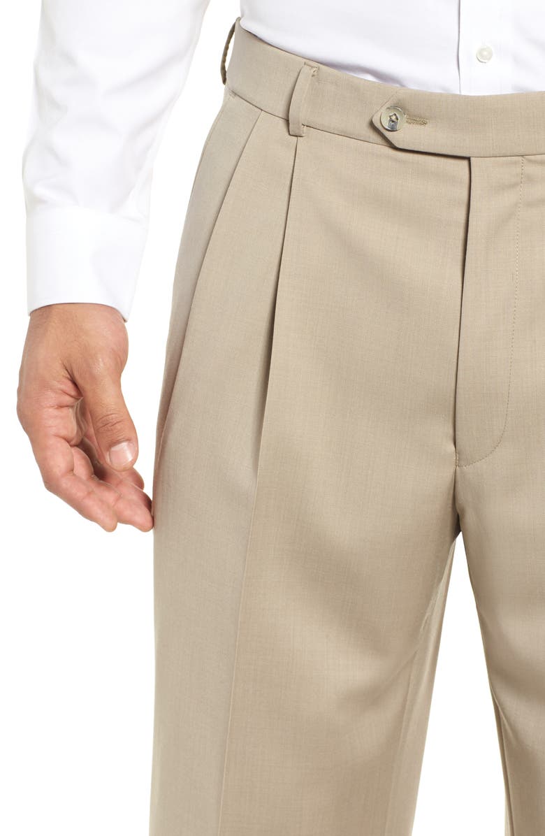 Ballin Classic Fit Pleated Solid Wool Dress Pants, Alternate, color, 