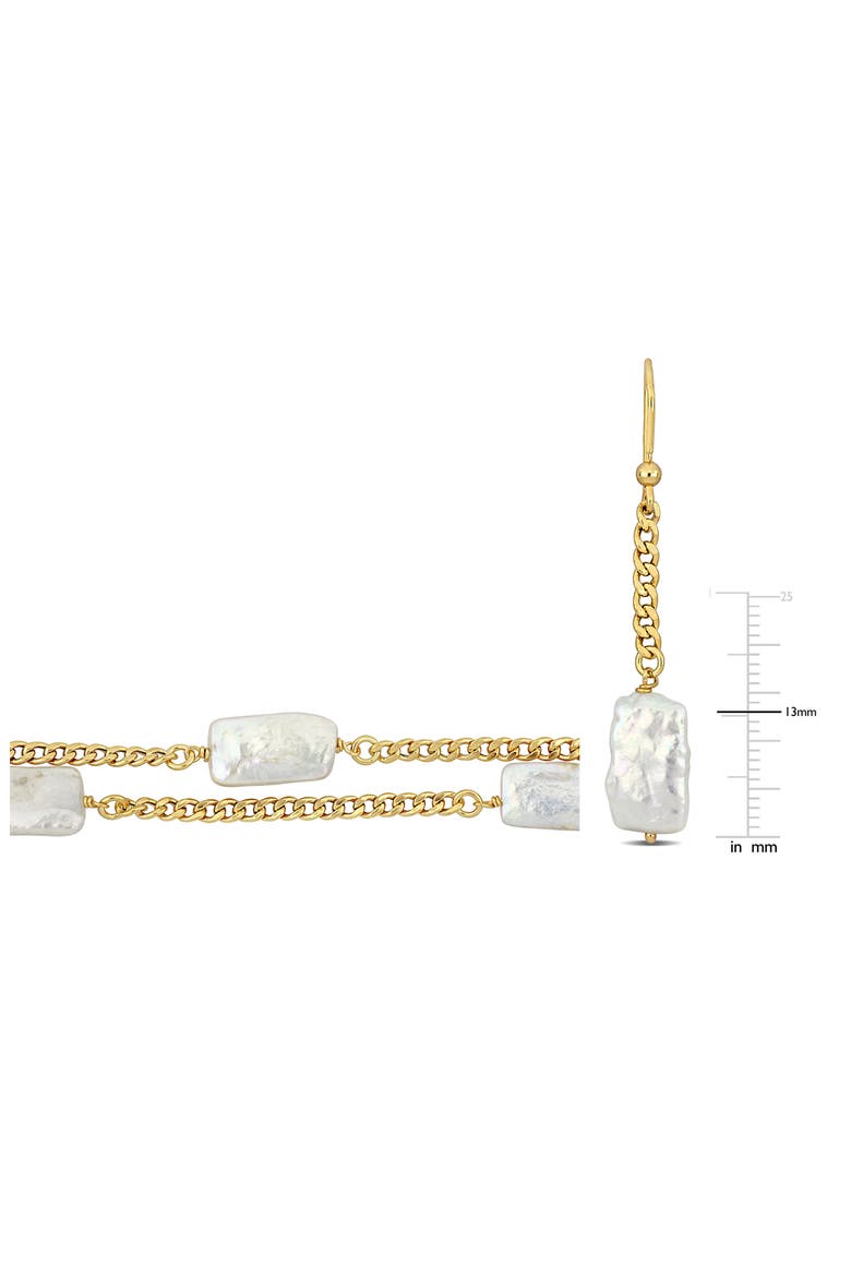 Cultured Freshwater Pearl Curb Chain Bracelet & Drop Earrings Set, Alternate, color, WHITE