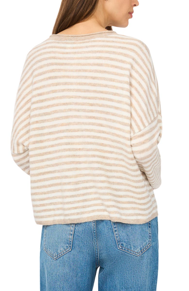 CeCe Stripe Cardigan, Alternate, color, Oatmeal/ New Ivory-110