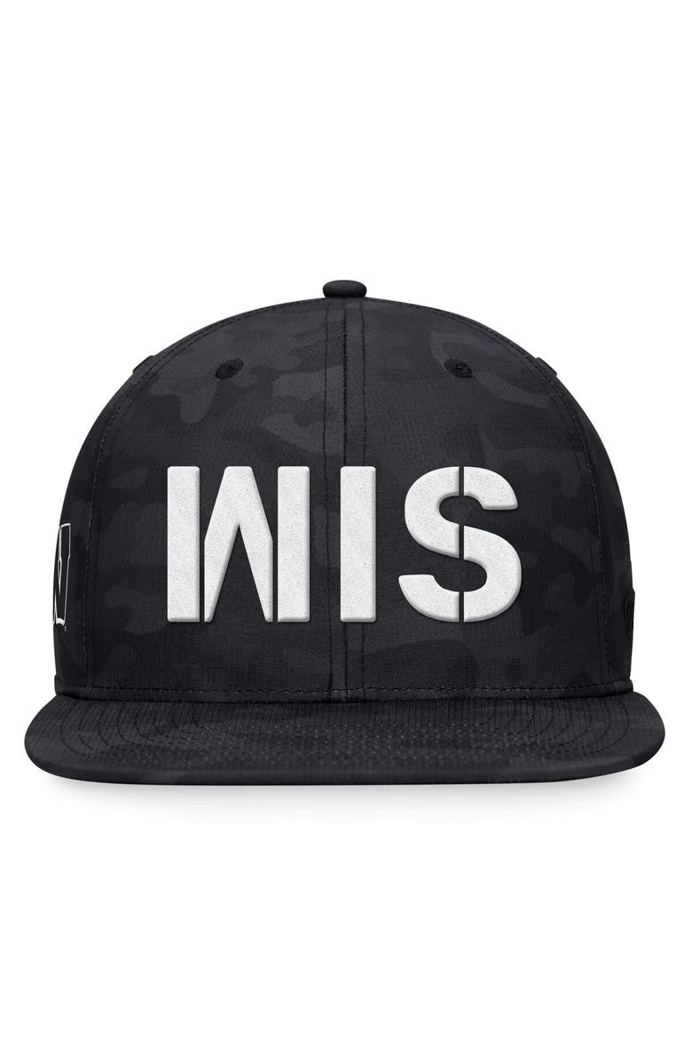 TOP OF THE WORLD Men's Top of the World Black Wisconsin Badgers OHT Military Appreciation Troop Snapback Hat, Alternate, color,